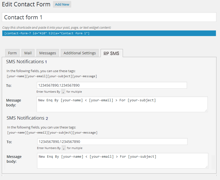 contact form 7 sms plugin